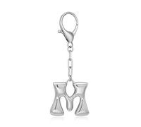 WOWORAMA Chunky Silver Initial Keychain for Women Silver Bubble Letter L Bag Charm Cute Letter Purse Charms for Handbags Keyrings Accessories L