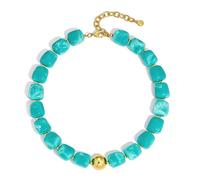WOWORAMA Colorful Chunky Necklaces for Women Trendy Multicolor Large Square Resin Beads Necklace Boho Chunky Statement Choker Necklaces Y2K Summer Jewelry, Adjustable Size, Resin, No Gemstone