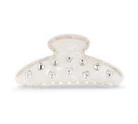 WOWORAMA Cute Hair Claw Clips for Women White Acrylic Hair Clips with Rhinestones Strong Grip Claw Clip Non-Slip Jaw Clip for Thick Fine Hairs Accessories