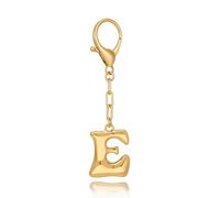 WOWORAMA Cute Initial Letter Keychain for Women Chunky Bubble Letter E Bag Charm Gold Purse Charms for Handbags Personalized Keyrings Accessories E Gifts