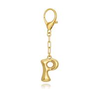 WOWORAMA Gold Bubble Letter P Keychain Bag Charms for Women Chunky Initial Letter P Purse Charm Keyrings Alphabet Personalized Keychains Accessories P for Women
