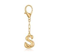 WOWORAMA Gold Initial Letter Keychain for Women Chunky Bubble Letter S Bag Charm Purse Charms for Handbags Personalized Keyrings Accessories Womens S Gifts