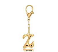 WOWORAMA Gold Initial Letter Z Keychain for Women Chunky Bubble Letter Z Bag Charm Purse Charms Alphabet Personalized Keyrings Accessory Z for Womens
