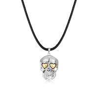 WOWORAMA Halloween Skull Necklace for Men Women Silver Gothic Skeleton Head Necklaces Black Chain Rock Hip Hop Punk Biker Necklaces Halloween Goth Jewelry