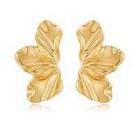 WOWORAMA Large Gold Flower Dangle Earrings for Women Vintage Irregular Petal Drop Earring Boho Geometric Floral Earring Chunky Gold Statement Earrings