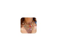 WOWORAMA Layered Shell Charm Necklaces for Women Colorful Mermaid Starfish Seashell Necklace Trendy Boho Summer Beach Fish Sea Shell Necklace Jewelry