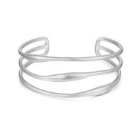 WOWORAMA Silver Cuff Bracelets for Women Multi-layer Adjustable Open Cuff Bangles Antique Silver Cuff Bangle Bracelets Simple Minimalist Wrist Cuffs Bracelet