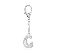 WOWORAMA Silver Initial Letter C Keychain for Women Chunky Bubble Letter C Bag Charm Purse Charms for Handbags Personalized Keyrings Accessories C