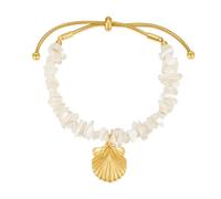 WOWORAMA White Sea Shell Bracelet for Women Gold Scallop Shell Charm Bracelet Boho Hawaiian Seashell Beads Slider Bracelets