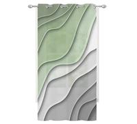 Wowouhiya Sage Green Grey Ombre Sheer Curtains for Bedroom/Living Room, Modern Geometric Grommet Kitchen Curtains 84 Inches Long, Abstract Art Semi-Sheer Curtains Drapes Voile Window Treatments
