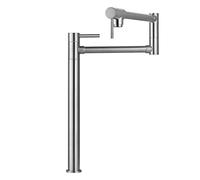 WOWOW Pot Filler Faucet Deck Mount Over Stove, Solid Brass Pot Filler Brushed Nickel Kitchen Folding Faucet with Stretchable Double Joint Swing Arm (Modern Style, Brushed Nickel)