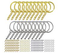WOWOWO 220 Pcs Key Ring Jump Rings Screw Eye Pins Set for Resin Crafts