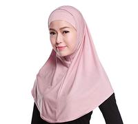 WOWOWO Womens Hijab 2 Piece Solid Color Amira Jersey Muslim Hijab Soft Cotton Stretch Head Scarf