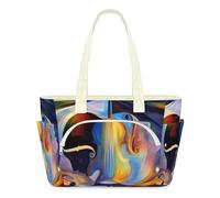 WowPrint Abstract Human Music Tote Bag for Women Colorful Music Handbag Lightweight Quilted Puffer Tote Bags Large Zip Briefcase Shoulder Bag for Travel Work Gym