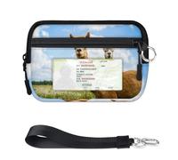 WowPrint Alpacas Llama Mini Zip Card Case for Women Men with ID Window Cute Alpacas Wallet Portable Lightweight Small Purses Zipper Coin Card Organizer Bag