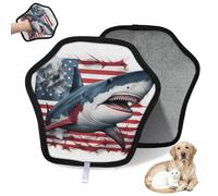 WowPrint American Flag Great White Shark Pet Hair Removal Glove for Cat Dog Reusable Electrostatic Pet Hair Gloves Brush Tool for Couch Clothing Carpet Furniture Car Seat 2 Pack
