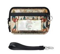 WowPrint Ancient Egypt Print Mini Zip Card Case for Women Men with ID Window Wallet Portable Lightweight Small Purses Zipper Coin Card Organizer Bag