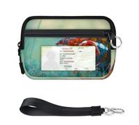 WowPrint Animal Chameleon Mini Zip Card Case for Women Men with ID Window Chameleon Wallet Portable Lightweight Small Purses Zipper Coin Card Organizer Bag