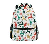 WowPrint Animal Deer Reindeer Merry Christmas Backpack Book Bag Shoulder School Backpacks Rucksack Hiking Travel Daypack Casual Bags