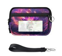 WowPrint Art Color Flower Mini Zip Card Case for Women Men with ID Window Wallet Portable Lightweight Small Purses Zipper Coin Card Organizer Bag