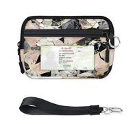 WowPrint Art Fractal Marble Mini Zip Card Case for Women Men with ID Window Wallet Portable Lightweight Small Purses Zipper Coin Card Organizer Bag