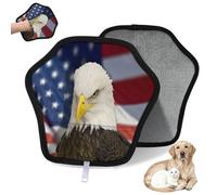 WowPrint Bald Eagle American Flag Pet Hair Removal Glove for Cat Dog Bald Eagle Reusable Electrostatic Pet Hair Gloves Brush Tool for Couch Clothing Carpet Furniture Car Seat 2 Pack