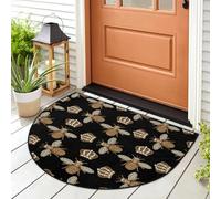 WowPrint Bees Gold Crown Doormat Entrance Mat Rug Bee Area Rugs Indoor Outdoor Washable Absorbent Non-Slip Floor Mat Carpet 91.4 x 61 cm