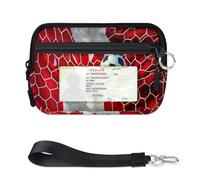 WowPrint Canadian Flag Football Mini Zip Card Case for Women Men with ID Window Wallet Portable Lightweight Small Purses Zipper Coin Card Organizer Bag