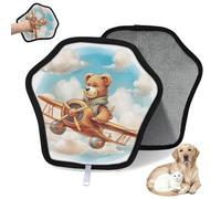 WowPrint Cartoon Pilots Bear Pet Hair Removal Glove for Cat Dog Reusable Electrostatic Pet Hair Gloves Brush Tool for Couch Clothing Carpet Furniture Car Seat 2 Pack