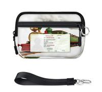 WowPrint Cartoon Steam Train Mini Zip Card Case for Women Men with ID Window Wallet Portable Lightweight Small Purses Zipper Coin Card Organizer Bag