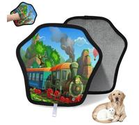 WowPrint Cartoon Steam Train Pet Hair Removal Glove for Cat Dog Cute Train Reusable Electrostatic Pet Hair Gloves Brush Tool for Couch Clothing Carpet Furniture Car Seat 2 Pack