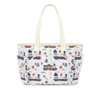 WowPrint Cartoon Train Pattern Tote Bag for Women Handbag Lightweight Quilted Puffer Tote Bags Large Zip Briefcase Shoulder Bag for Travel Work Gym