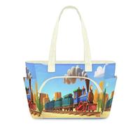 WowPrint Cartoon Train Tote Bag for Women Handbag Lightweight Quilted Puffer Tote Bags Large Zip Briefcase Shoulder Bag for Travel Work Gym