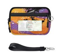 WowPrint Cats Music Piano Mini Zip Card Case for Women Men with ID Window Wallet Portable Lightweight Small Purses Zipper Coin Card Organizer Bag