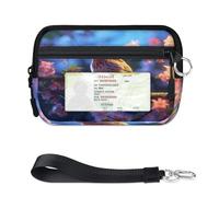 WowPrint Cherry Blossom Flower Bird Mini Zip Card Case for Women Men with ID Window Wallet Portable Lightweight Small Purses Zipper Coin Card Organizer Bag