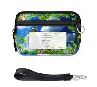 WowPrint Cherry Blossom Pigeon Spring Plant Mini Zip Card Case for Women Men with ID Window Cherry Blossom Pigeon Spring Plant Wallet Portable Lightweight Small Purses Zipper Coin Card Organizer Bag