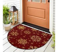 WowPrint Christmas Snowflake Doormat Entrance Mat Rug Gold Snowflake Area Rugs Indoor Outdoor Washable Absorbent Non-Slip Floor Mat Carpet 91.4 x 61 cm