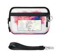 WowPrint Color Heart Galaxy Nebula Mini Zip Card Case for Women Men with ID Window Wallet Portable Lightweight Small Purses Zipper Coin Card Organizer Bag