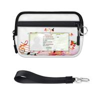 WowPrint Colorful Notes Butterfly Mini Zip Card Case for Women Men with ID Window Colorful Notes Butterfly Wallet Portable Lightweight Small Purses Zipper Coin Card Organizer Bag