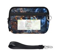 WowPrint Cool Fierce Tiger Mini Zip Card Case for Women Men with ID Window Wallet Portable Lightweight Small Purses Zipper Coin Card Organizer Bag