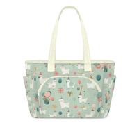 WowPrint Cute Alpaca Llama Tote Bag for Women Handbag Lightweight Quilted Puffer Tote Bags Large Zip Briefcase Shoulder Bag for Travel Work Gym