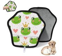 WowPrint Cute Frogs Heart Crowns Pet Hair Removal Glove for Cat Dog Animal Frogs Reusable Electrostatic Pet Hair Gloves Brush Tool for Couch Clothing Carpet Furniture Car Seat 2 Pack