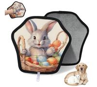 WowPrint Cute Rabbit Bunny Easter Theme Pet Hair Removal Glove for Cat Dog Reusable Electrostatic Pet Hair Gloves Brush Tool for Couch Clothing Carpet Furniture Car Seat 1 Pack