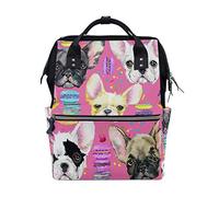 WowPrint Diaper Tote Bag Cute Bulldog Macaroon Nappy Bag Large Capacity Organiser Multifunction Travel Backpack for Baby Care