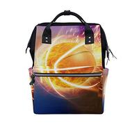 WowPrint Diaper Tote Bag Fire Basketball Sport Nappy Bag Large Capacity Organiser Multifunction Travel Backpack for Baby Care