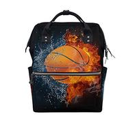 WowPrint Diaper Tote Bag Fire Sport Basketball Nappy Bag Large Capacity Organiser Multifunction Travel Backpack for Baby Care
