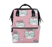 WowPrint Diaper Tote Bag Lovely Cat Flower Nappy Bag Large Capacity Organiser Multifunction Travel Backpack for Baby Care