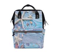 WowPrint Diaper Tote Bag Ocean Theme Seashell Starfish Nappy Bag Large Capacity Organiser Multifunction Travel Backpack for Baby Care