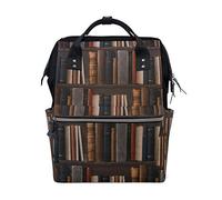 WowPrint Diaper Tote Bag Old Books Library Bookshelf Nappy Bag Large Capacity Organiser Multifunction Travel Backpack for Baby Care