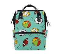 WowPrint Diaper Tote Bag Sport Soccer Rugby Basketball Nappy Bag Large Capacity Organiser Multifunction Travel Backpack for Baby Care